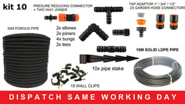 50m - Porous Pipe, Soaker Hose, Leaky Pipe & Accessories Watering Kit-10