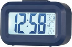 Acctim Jago LCD Alarm Clock Calendar & Indoor Temperature Day Date Blue 16019