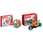 Magformers 30-Piece Magnetic Tiles Toy. STEM Set. Educational Teaching Resource With 18 Squares And 12 Triangles & Amazing Transform Wheel Magnetic Building Blocks Toy. Makes Cars And Bikes