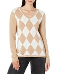 Tommy Hilfiger, V-Neck, Sweater for Women, Fwn HTR Mult, Small