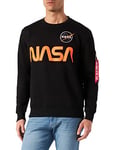 Alpha Industries Men's NASA Reflective Sweater Sweatshirt, Black/Refl.Oran, L
