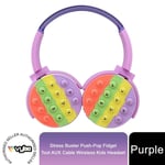 Vybe Stress Buster Push-Pop Fidget Tool AUX Cable Wireless Kids Headset - Purple