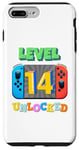 Coque pour iPhone 7 Plus/8 Plus Jeu vidéo débloqué Level 14 pour garçons - 14e anniversaire