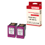 NOPAN-INK - x2 Cartouches compatibles pour HP 302CL XL 302CLXL Cyan + Magenta + Jaune pour HP DeskJet 2130 2134 3630 3630 Series 3636 3639 Envy 4520