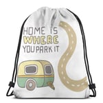 EU Happy Camper Drawstring Backpack Gym Sack Cinch Bag String Bag Parent