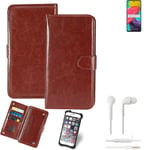 CASE FOR Samsung Galaxy M53 5G BROWN + EARPHONES FAUX LEATHER PROTECTION WALLET 