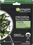 Garnier Pure Charcoal and Black Tea Sheet Mask, Purifying and Hydrating Face Mas
