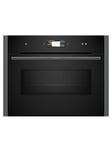 NEFF N90 C24MS71G0B Compact Oven with Microwave Function, 4.1" Full Touch Display, Inverter Technology, Pyrolytic Self Cleaning, Soft Close and Opening Door, 60 x 45cm, Graphite Grey