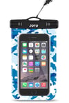 JOTO Universal Waterproof Pouch Cellphone Dry Bag Case for iPhone 13 Pro Max Xs Max XR X 8 7 6S Plus SE, Galaxy S20 Ultra S10 Plus S10e S9 Plus S8 Note 10 –Blue Camo