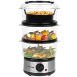 Salter 3-Tier Electric Food Steamer – 7.5L, Includes Rice Bowl, Stackable Steaming Baskets For Vegetables, Dumplings, Fish, Compact Storage, 60 Minute Timer, Healthy Steamer Cooking, BPA-Free, 500W