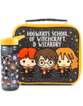 Harry Potter Lunch Bag and Bottle Set For Kids | Boys Girls Ron Harry Hermonie Chibi Character School Food Carrier & Water Bottle | Wizard Merchandise