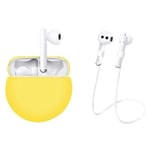 Pièces/ensemble pour Huawei Freebuds 3 étui souple pour écouteurs Bluetooth avec sangle de cou Anti-chute jaune