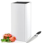 Cheerhom Porte Couteaux sans Couteaux, Universel Blocs Couteaux Vides Carré, Bloc à Couteaux avec Lattes Flexibles, Range Couteaux de Cuisine Blanc pour 5 à 8 Couteaux, 22 x 9.5 x 9.5 cm