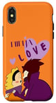 Coque pour iPhone X/XS anime garçons amour couple tenant l'autre avec "ninja love"
