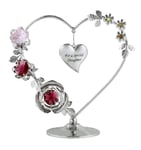 Crystocraft Love Heart Ornament With Swarovski Elements Gift Boxed Red & Pink Crystals Silver Chrome Plated Figurine For a Special Daughter Valentines Day Present