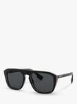Burberry BE4286 Men's Polarised Square Sunglasses, Check Black/Grey