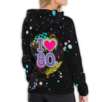Tanersoned 1980s-Party Decorations Disco I Love The 80s Hoodie Women's Fashion Warm Winter Sport Casual(XX-Large,Black)