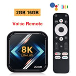 European Standard 2GB 16GB Voice RC DQ08 RK3528 Smart TV Boîte Android 13 Quad Core Cortex A53 Soutien 8K Vidéo 4K HDR10 + Double Wifi BT Google Voix 2G16G 4G 32G 64G ""Nipseyteko