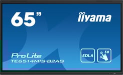 iiyama PROLITE TE6514MIS-B2AG Platt skärm för digital skyltning 165,1 cm (65") LCD Wi-Fi 435 cd/m² 4K Ultra HD Svart Pekskärm Inbyggd processor Android 24/7