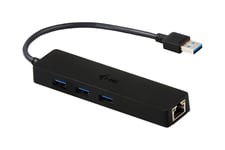 i-Tec USB 3.0 Slim HUB 3 Port + Gigabit Ethernet Adapter - hubb - 3 portar