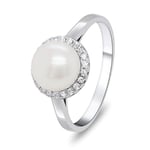 Brilio Bague Elegant Silver Ring avec perle et zircons RI034W - Circuit : 50 mm sBS1283-50 Marque, Estándar, Métal, Aucune pierre précieuse