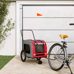 Cykelvagn för djur röd och grå oxfordtyg och järn