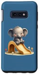 Galaxy S10e Blue Adorable Elephant on Slide Cute Animal Theme Case