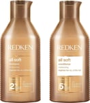 REDKEN All Soft, Shampoo and Conditioner Set, for Dry Hair, Argan Oil, Intense S