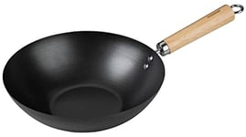 FACKELMANN Poêle wok 26 cm - Wok pour cuisiner, ragoût et rôtir - Convient pour cuisinière à gaz, céramique et électrique, manche en bois d'acacia de haute qualité