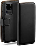 MoEx Flip Case for Samsung Galaxy S20 Ultra / 5G, Mobile Phone Case with Card Slot, 360-Degree Flip Case, Book Cover, Vegan Leather, Deep-Black