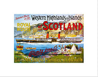 Wee Blue Coo Travel Royal Mail Steamer Scotland Glasgow UK Wall Art Print