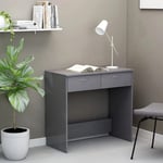 vidaXL Desk with Drawers Easy to Clean Living Room Office Furniture Corner Computer Desk Office Workstation High Gloss Grey 80x40x75cm Chipboard