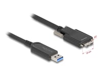 Delock - USB-kabel - Micro-USB typ B (hane) skruvbar till USB typ A (hane) - USB 2.0 - 900 mA - 15 m - upp till 10 Gbps dataöverföringshastighet - sv