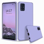 CRABOT Compatible with Samsung Galaxy A71 Liquid Silicone Phone Case Gel Rubber Shockproof Cover Soft Anti-Fall Scratch-Resistant Phone shell+1*(Free Screen Protector)-Purple