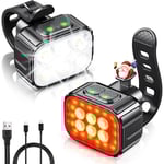 Cykelbelysningssats, USB-uppladdningsbar vattentät IP65 cykel LED-lampa