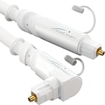 KabelDirekt – Cable optique audio coudé à 90° avec 0% de perte de signal – 4 m – Câble TOSLINK blanc (TOSLINK vers TOSLINK, S/PDIF, câble fibre optique pour home cinéma, amplificateurs, PS4, Xbox)