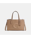Coach Womens Nina Small Tote with Debossed Sculpted C Bag - Beige Leather - One Size