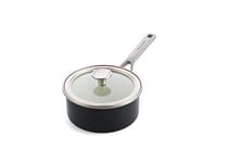 KitchenAid Steel Core Enamel casserole de 16 cm/1,3 litre avec couvercle, émail de fabrication allemande, pour induction, four, lave-vaisselle, noir onyx