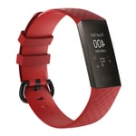 Fitbit Charge 3 flexibelt och mjukt klock armband av silikon med klassiskt lås, storlek L - Röd