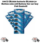 100 X CR1620 battery DL1620 3v Button coin cell Battery for car key Fob