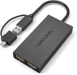 WAVLINK USB 3.0 or USB C to HDMI Adapter for Dual Monitors, Universal Video Graphics Adapter for Mac and Windows, Thunderbolt 3/4, USB 3.0 or USB-C 1080p@60Hz