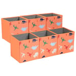 Amazon Basics Collapsible Fabric Storage Cube Organiser Bins, Pack of 6, Dino Squad, 26.7 x 26.7 x 28 cm