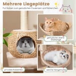 Skrapstolpe med kattgrotta 150 cm högt kattträd med hängmatta upp till 10 kg beige + natur