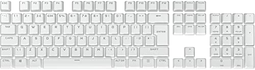 Corsair PBT DOUBLE-SHOT PRO Keycap Mod Kit (Double-Shot PBT Keycaps, Standard Bottom Row Compatibility, Textured Surface, 1.5mm Thick Walls with Backlit Font, O-Ring Dampeners Included) Arctic White