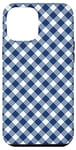 Coque pour iPhone 14 Pro Max Carreaux carrés vichy bleu à carreaux