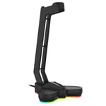 Tower RGB Headset Stand, Headphone Holder for Gamers Gaming PC Accessories, Black