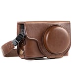 MegaGear MG1259 Ever Ready Leather Camera Case compatible with Panasonic Lumix DC-TZ95, DC-TZ90 - Dark Brown