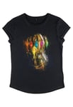 Marvel Women's Avengers: Endgame Painting Glove Rolled Sleeve T-Shirt, Black, S