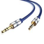 Aux Cable 5M 3.5mm Stereo Pro Auxiliary Audio Cable - for Beats Headphones Apple iPod iPhone iPad Samsung LG Smartphone MP3 Player Home/Car etc - IBRA Blue