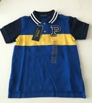 Genuine Polo Ralph Lauren Boys Blue Yellow Navy Polo Shirt - Size: 3/3T - BNWT